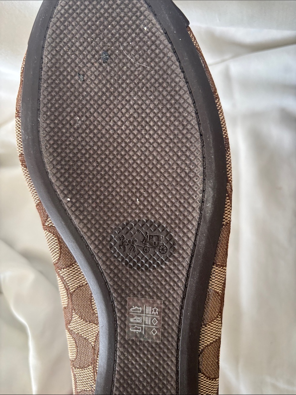 Coach Brown Signature Canvas Ballet Flats with Dark Brown Cap Toe - Picture 4 of 12